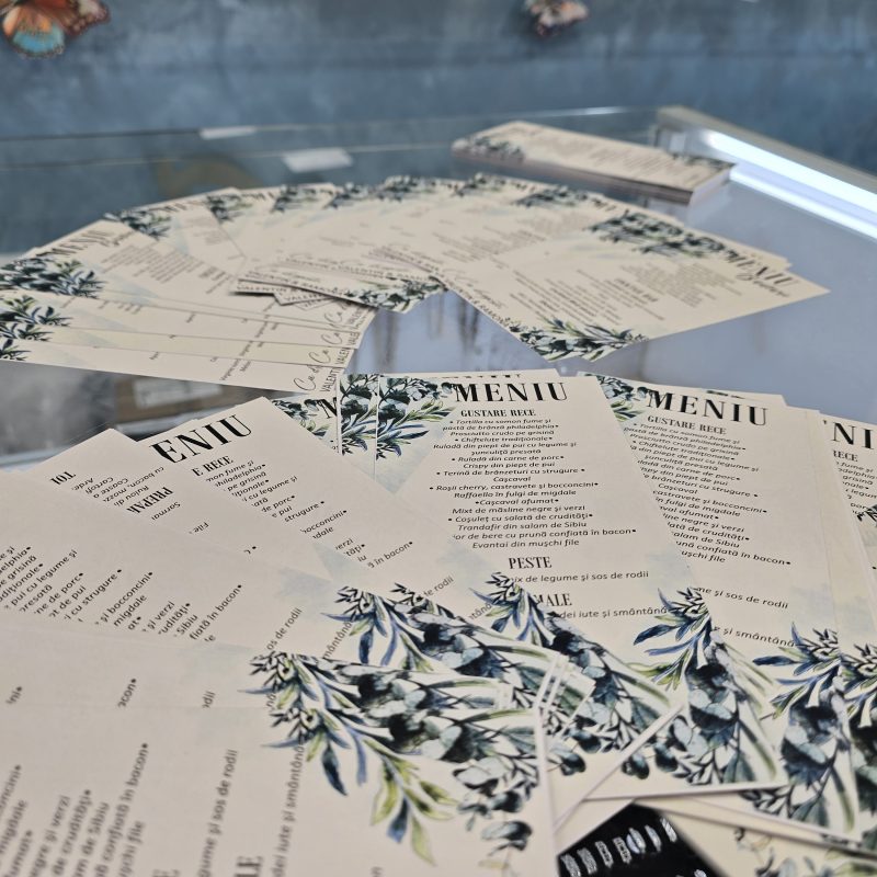Meniu Elegant pentru Nuntă – Colecția Eucalyptus Blue